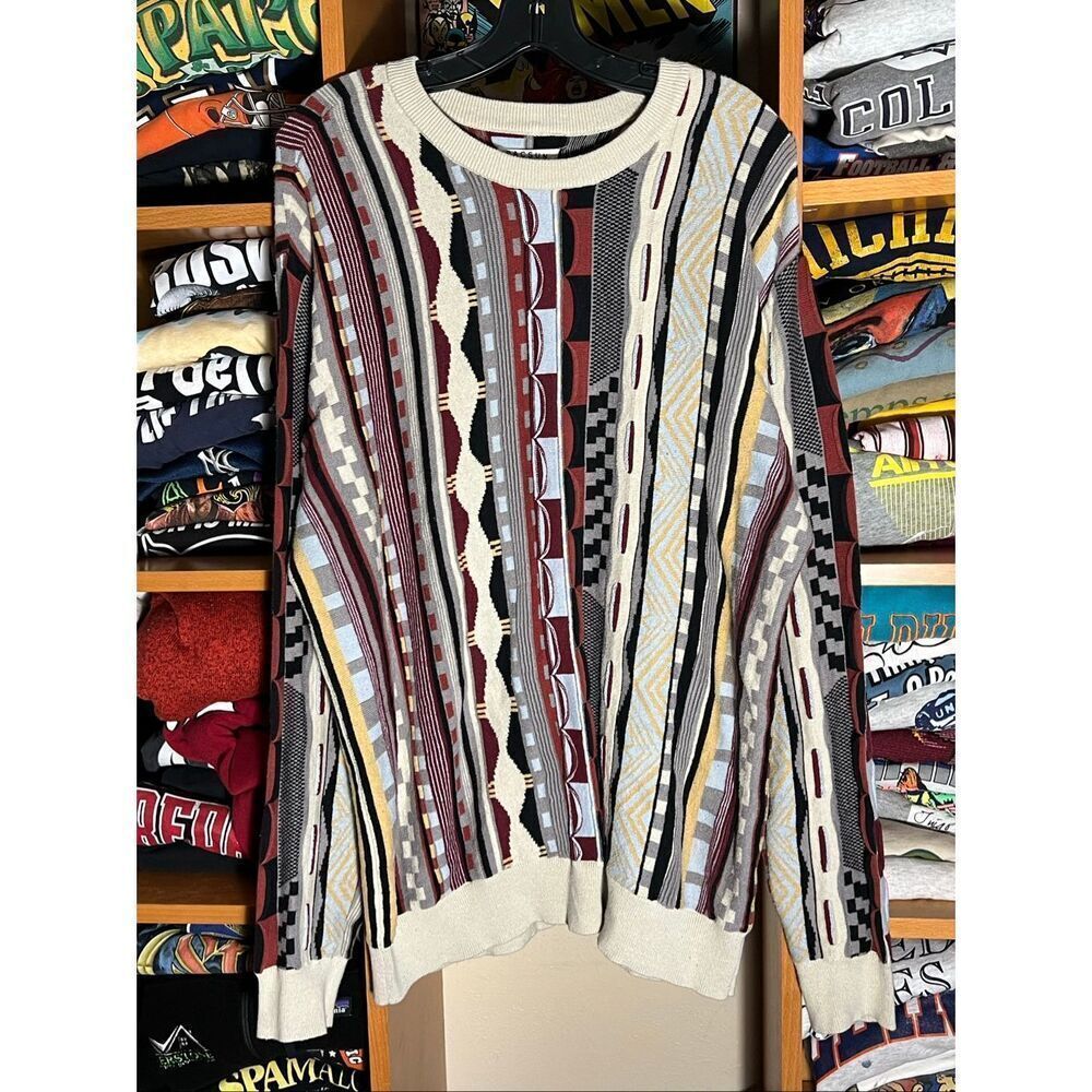 Pacsun 3D Textured Knit Long Sleeve Multi Color Sweater